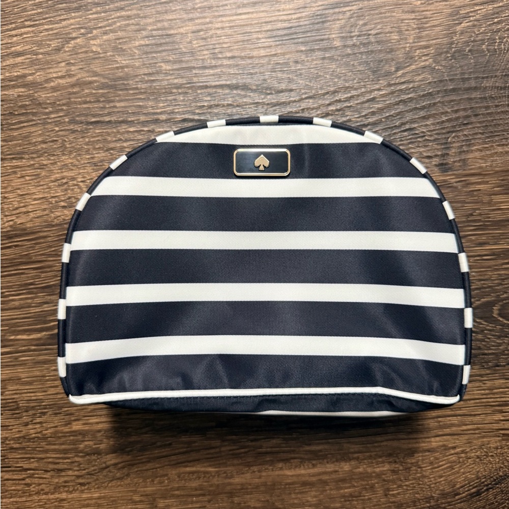 kate spade Black and White Striped Dome Makeup Pouch
